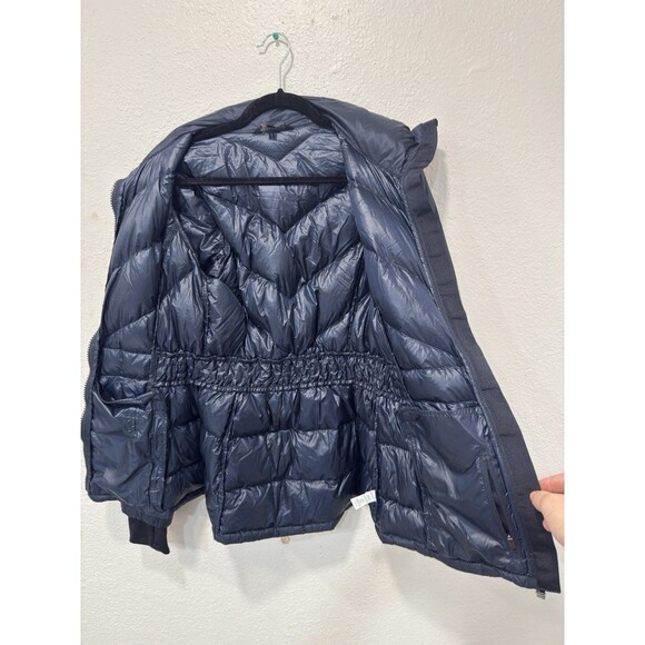 Athleta Banner Peak Goose Down Jacket Navy Blue  Water Resistant small - Picture 3 of 11